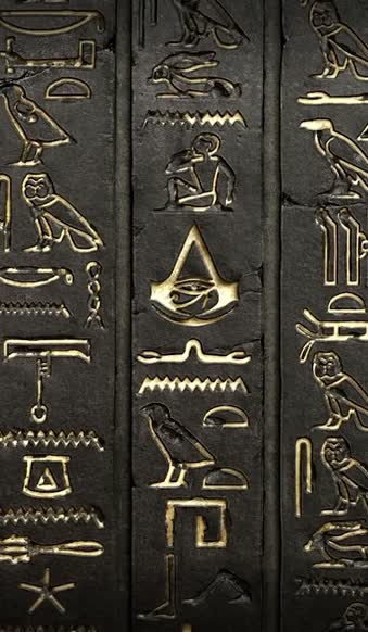 Android  iOS iphone Mobile Assassins Creed Origins Hieroglyphs Free Live Wallpaper