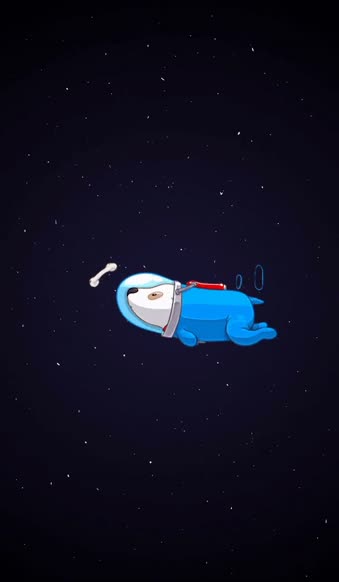 Dog Chasing Bone In Space Live Wallpaper To iPhone And Android Phones