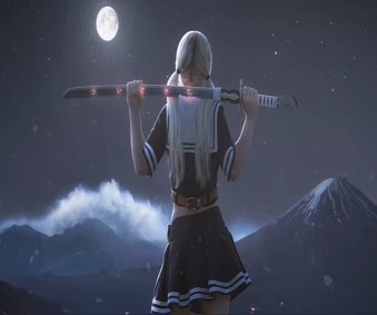 Samurai Sword School Girl Live Wallpaper