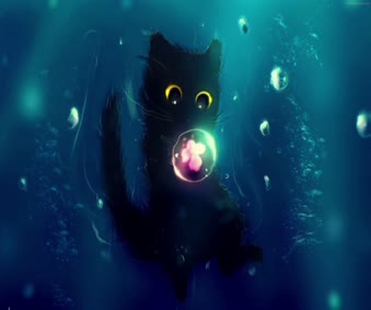 Underwater Kitten Lively Wallpaper