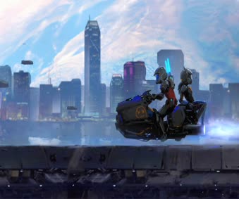 Cyberpunk Motorcycle in City Live Wallpaper