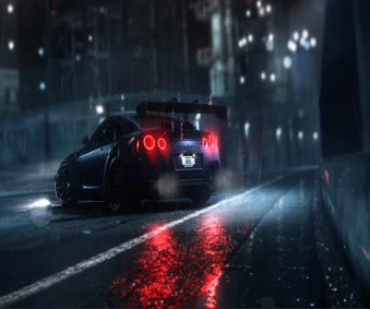 Cool Nissan GTR Rain Night Animated Wallpaper
