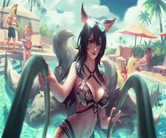 Pool Party Ahri Moving Wallpaper
