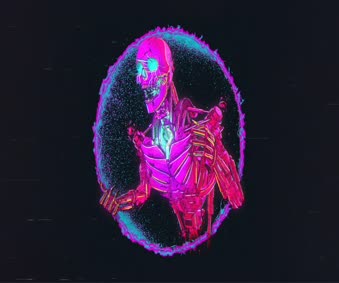 Neon Cyber Skeleton Live Wallpaper