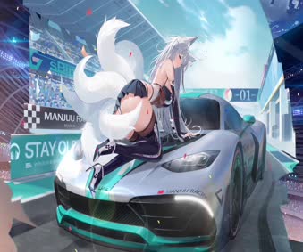 Girl on Car Live Anime Wallpaper