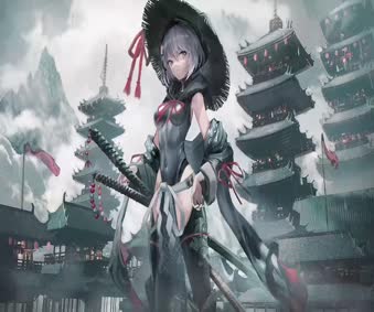 2K Samurai Anime Girl Fantasy Live Wallpaper