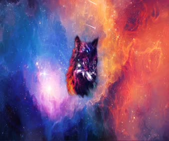 Live Epic Galaxy Wolf Wallpaper