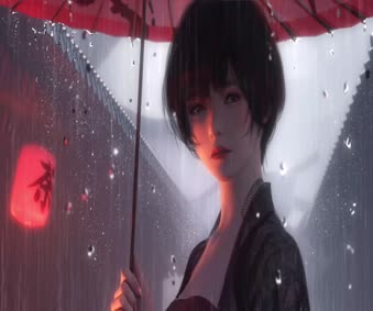 Rain Girl Live Wallpaper