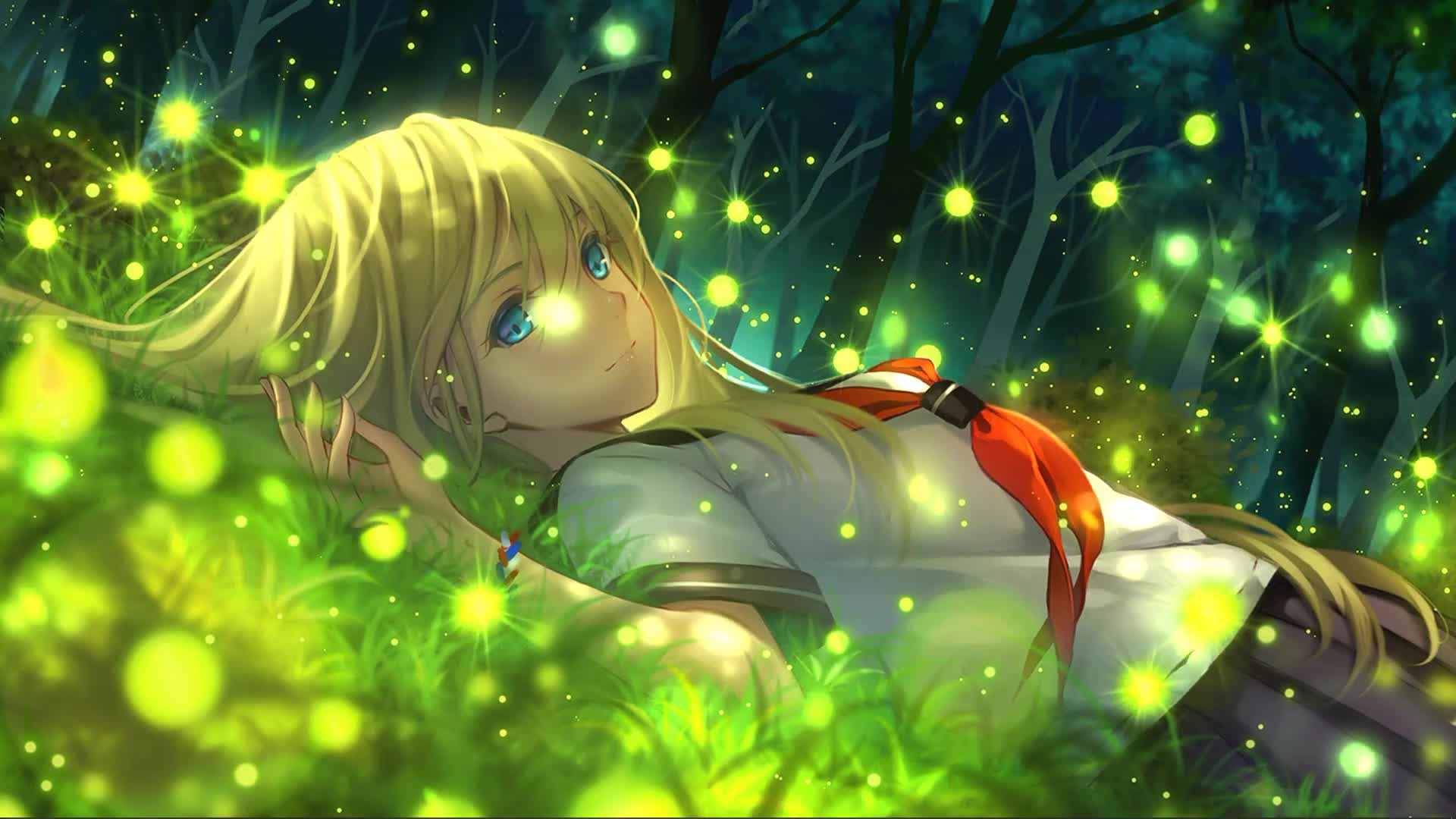 Steam Workshop::Anime Girl And Fireflies ~ Animated Wallpaper with music