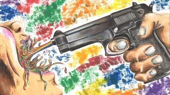 colorful gun digital art wallpaper