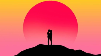 couple kissing silhouette digital art 4k cy wallpaper