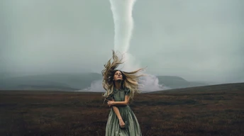 girl tornado photography wallpaper