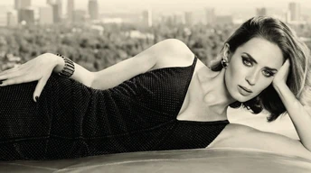 emily blunt black and white wide wallpaper