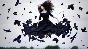 crow woman photography image wallpaper