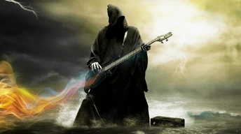 grim reaper playing guitar qhd wallpaper