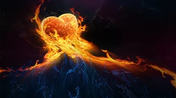 fire heart digital art image wallpaper