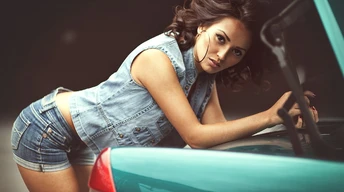 girl with cars pic wallpaper