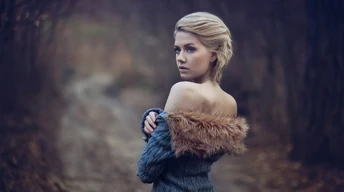 girl wearing fur coat wallpaper