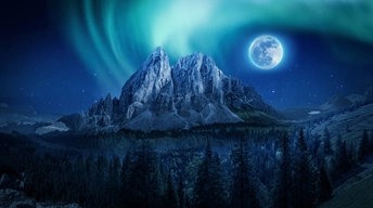 mountain moon nightscape 4k wallpaper
