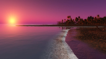 digital coastal beach sunset widescreen wallpapers