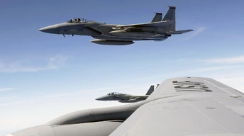 f 15 eagle flies with kc 135 stratotanker widescreen wallpapers