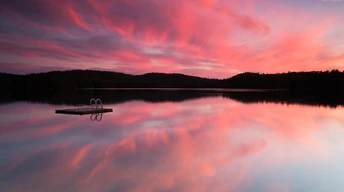 lake 4k hd wallpaper sea pink sunset sunrise reflection sky clouds water