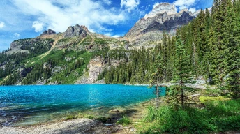 blue mountain lake ultra hd wallpaper 8k resolution 7680x4320 download