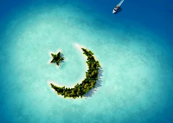 crescent moon star island wallpaper