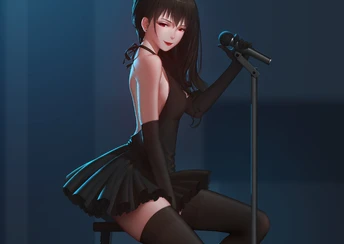 anime girl in black dress 4k wallpaper