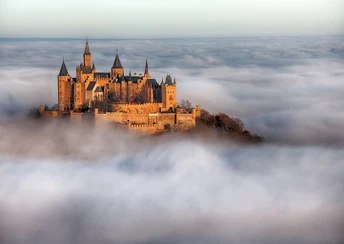 hohenzollern castle germany europe fog 4k