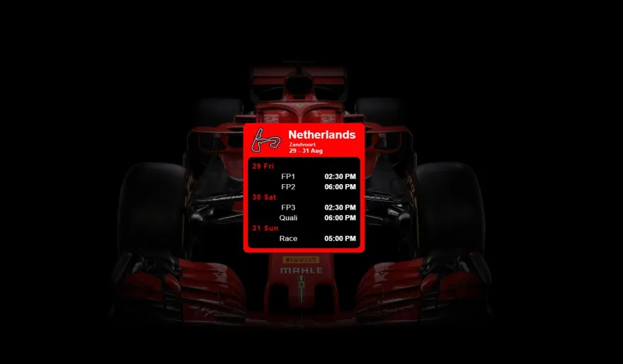 F1 Race 2025 Schedule Widget for DesktopHut - Live Race Times on Your Wallpaper Widget for Luna