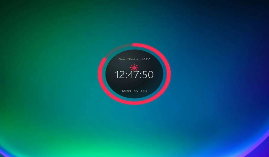 Modern Circular Weather Clock Widget on Windows desktop