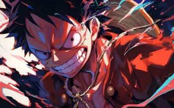 One Piece - Luffy Intense Grin Red Aura