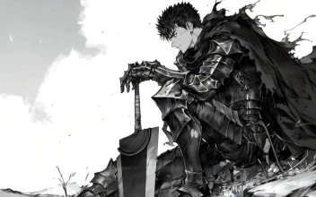Berserk - Guts Black Swordsman Monochrome 4K