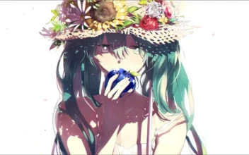 Anime Hatsune Miku with Apple