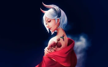 Demoness with Hummingbird Tattoo