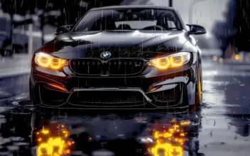 Black BMW Car in Rain
