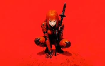 Red Girl With Katana