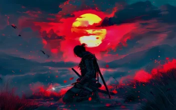 Lone Warriors Sunset: Epic Samurai Artwork