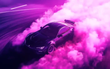Purple & Pink: Car in Smoke