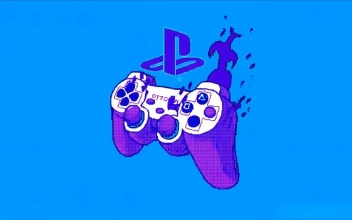 Blue Pixel Art PlayStation Controller