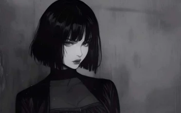 Dark Aesthetic Girl - Monochrome