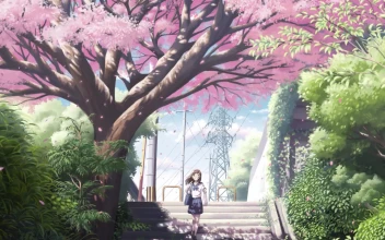 Anime Girl Relaxing Sakura Trees Free