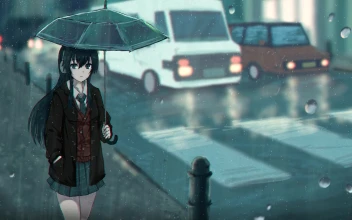 Rainy Evening Anime Girl