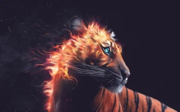 Enchanted  Burning  Tiger  2560x1440  Live  Wallpaper