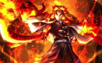 Anime Kyojuro Rengoku Fire Blade 4K