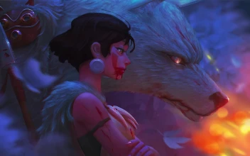 Princess Mononoke and White Wolf Moro