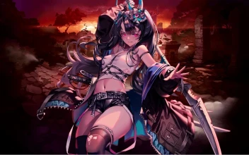 Game Destiny Child 命運之子 Black Hair Girl With Swords