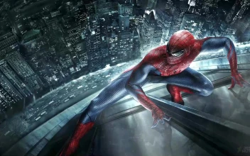 Spiderman on Building at Night