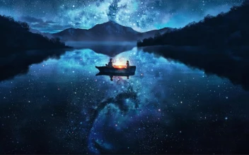 Anime Scenery Lake Night Stars